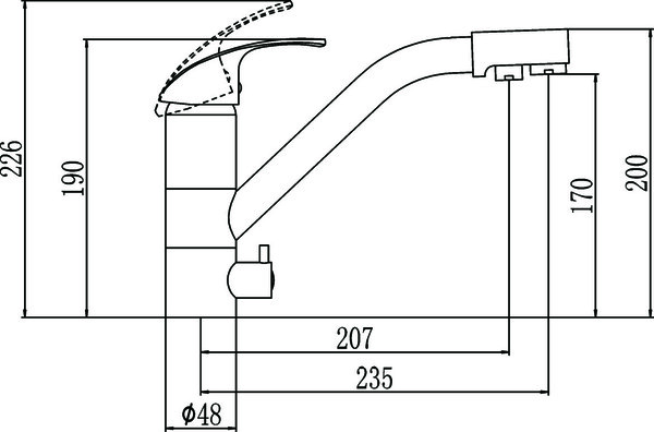 S-L1321L Смеситель Кухня под фильтр питьевой воды, на шпильке, шар.d 40. Сатин