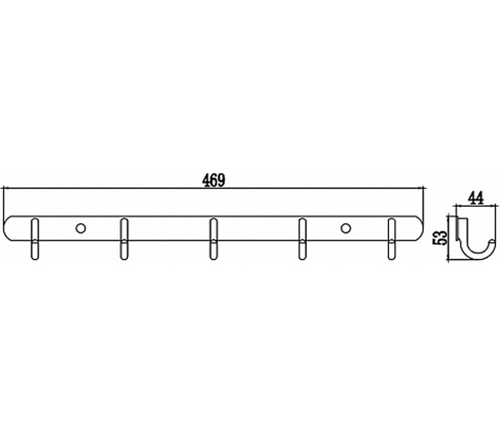 S-001255 Планка с крючками(5 крючков) Хром SAVOL