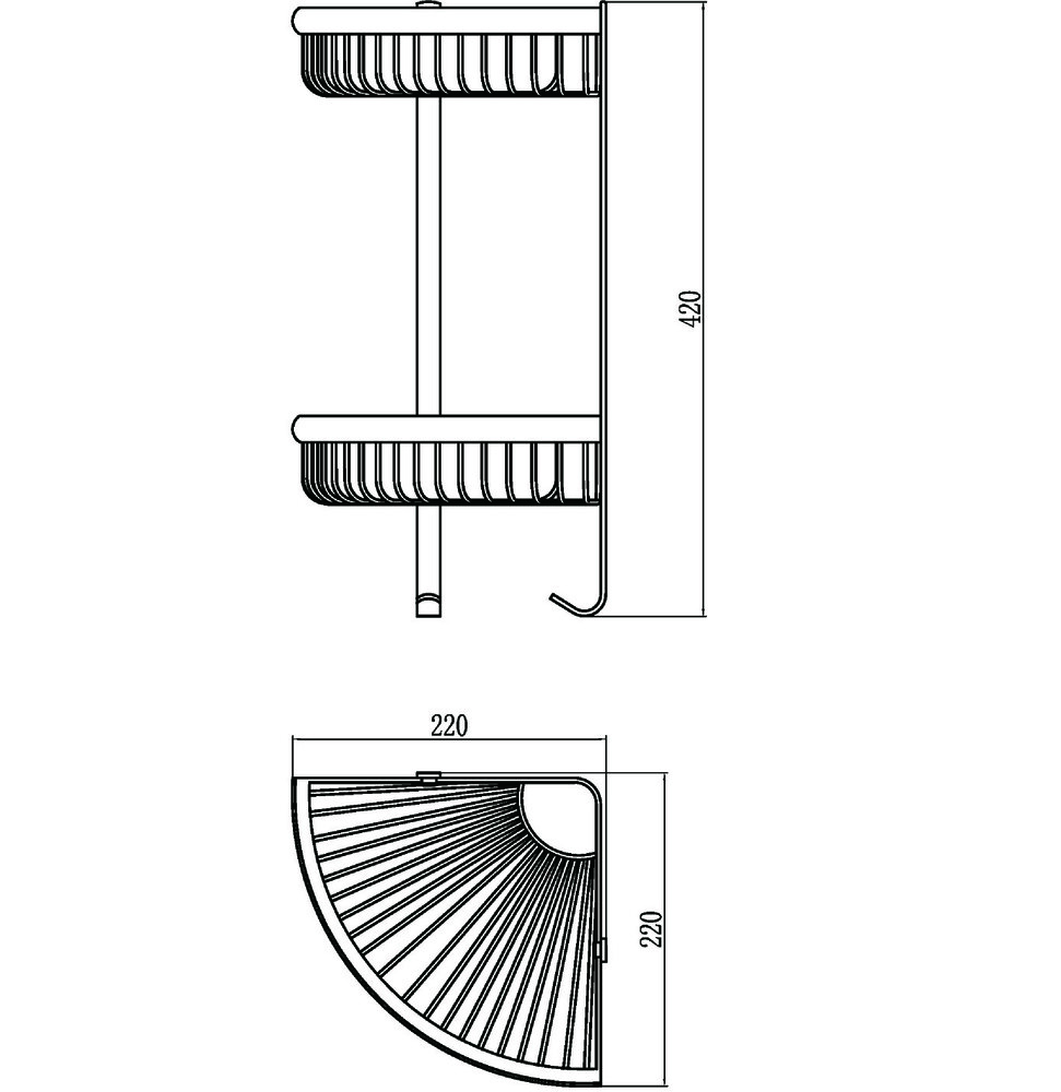 S-H5854-2 Полка решетка угловая двойная Черный SAVOL