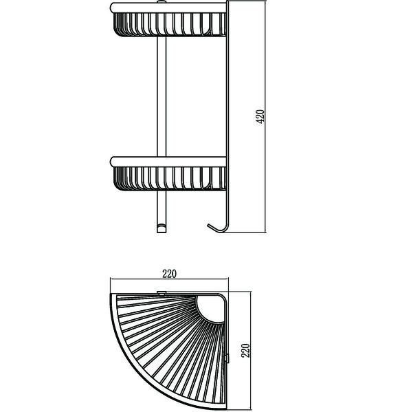 S-H5854-2 Полка решетка угловая двойная Черный SAVOL