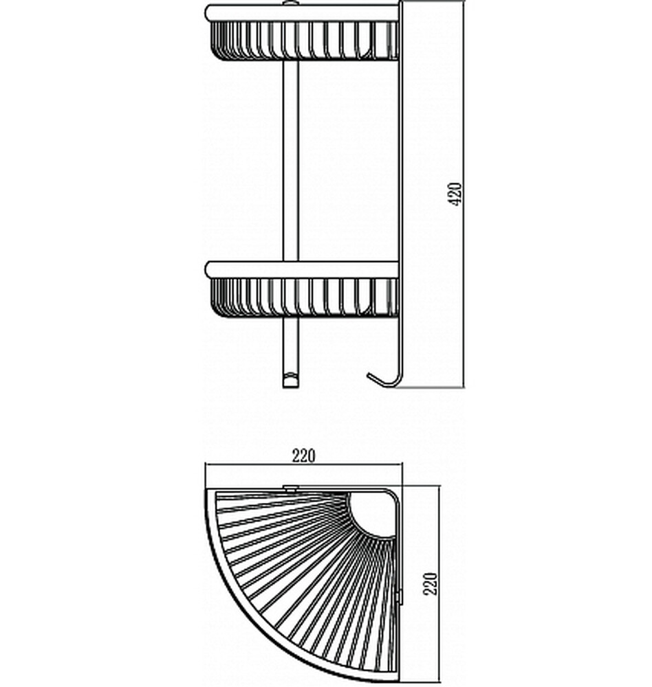 S-005854-2 Полка решетка угл. 2-я хром SAVOL***