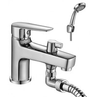 Смеситель на борт ванны шар d35 керам. переключение, с ручной 5-ф. лейкой, хром ROSSINKA S35-38