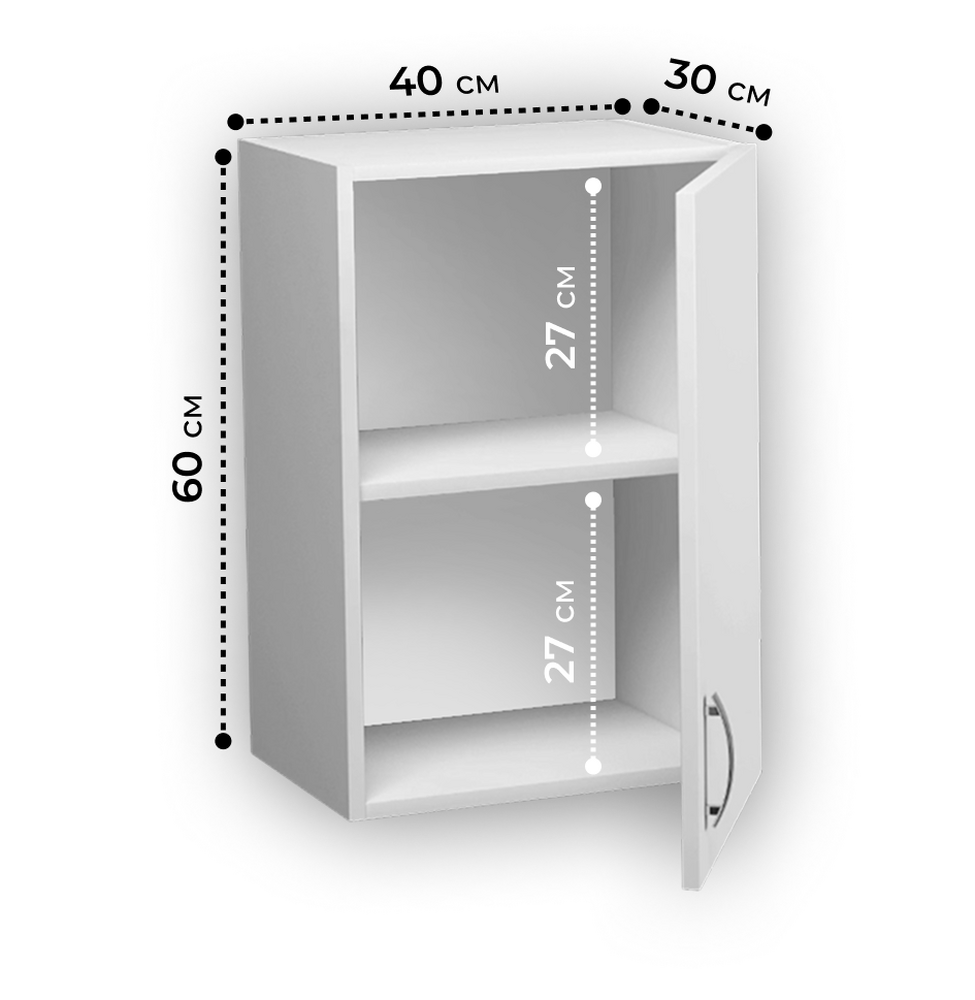 Шкаф для посуды 40 цвет Белый SANTREK HOME (ЛДСП)