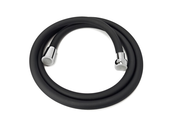 Шланг душевой имп/имп 1,5 м  SANTREK AQUA SB-11-150 PVC/ПВХ оплетка, латунные гайки, вращение 360гр, ЧЕРНЫЙ