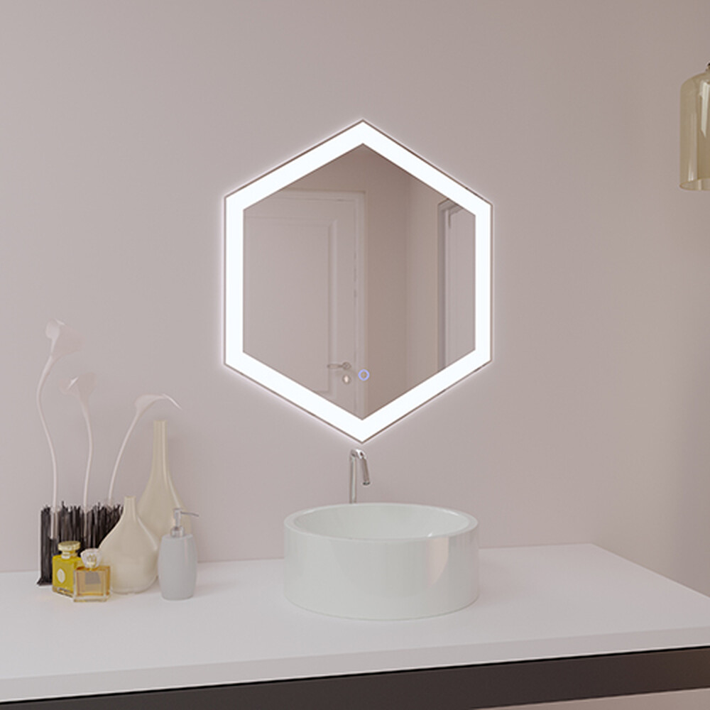 Зеркало SANTREK HOME с LED подсветкой "ШЕСТИУГОЛЬНИК" 600х700мм