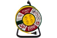 Эл-удлинитель 50м (3500Вт) 4роз.на катушке ПВС2*1,5. с ручкой СОЮЗ
