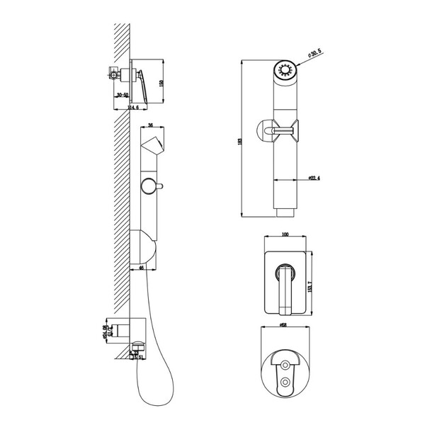 LM6819C Bellario Смеситель с гигиеническим душем, встраиваемый, хром LEMARK