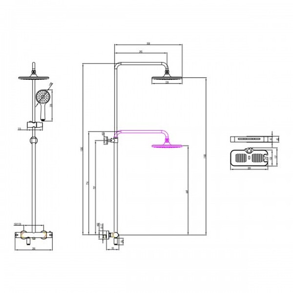 LM7010C Tropic Смеситель для ванны термостатический Троп. дождь, 1-функц. лейка, пов.изл, хром LEMARK