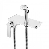 LM7168CW Solo Смеситель с гигиеническим душем, настенный, м/к 30мм, шланг 1,2м белый LEMARK