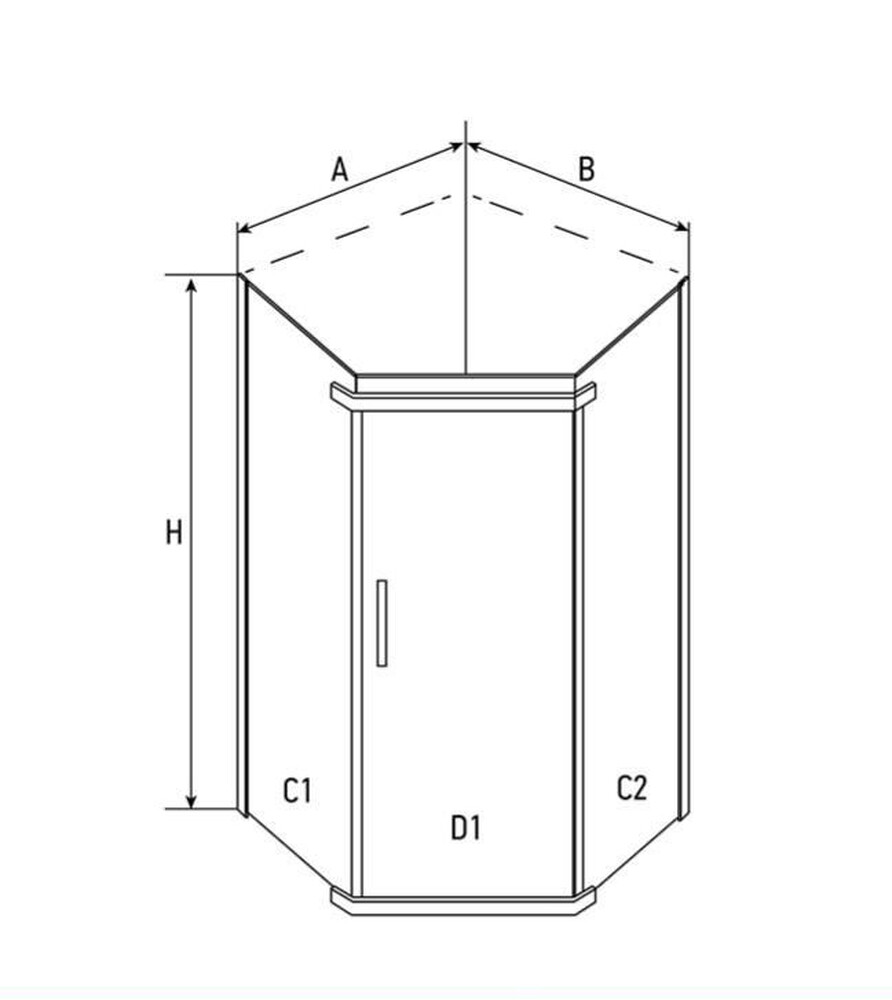 Душевое ограждение ERLIT ER10110V-C4 (100*100*200) стекло тонированное 6 мм. 3к.