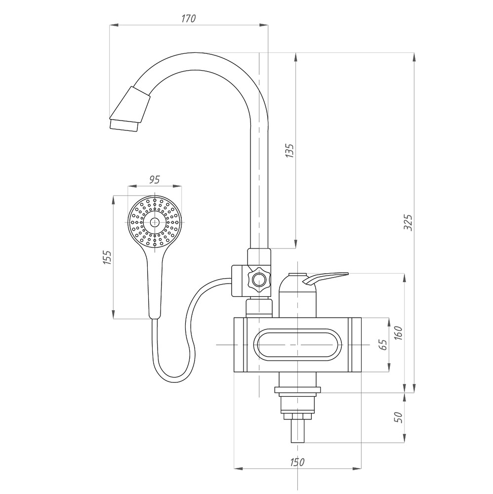 Проточный электрический водонагреватель TSARSBERG TSB-WH1526 (с душем)