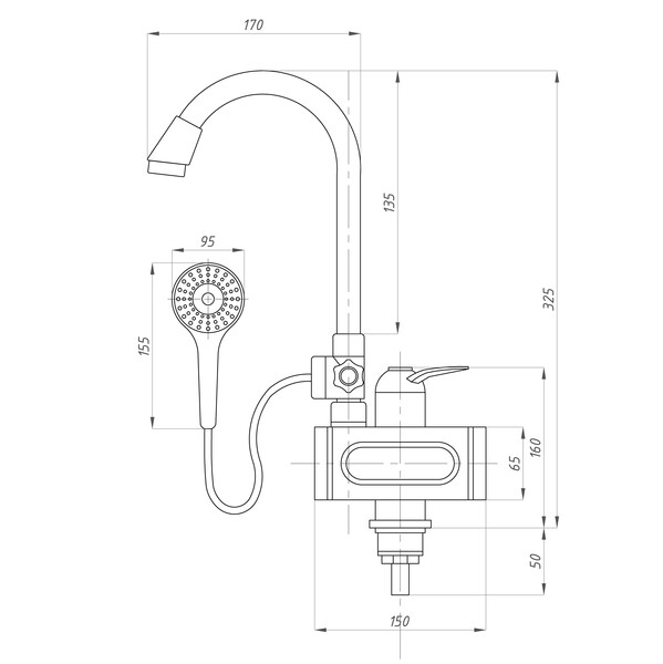Проточный электрический водонагреватель TSARSBERG TSB-WH1526 (с душем)