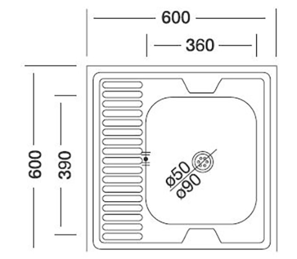 Мойка нерж 60*60 т.0,4 правая Турция