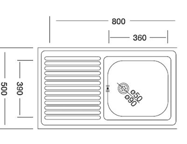 Мойка нерж 50*80 т.0,4 левая Турция
