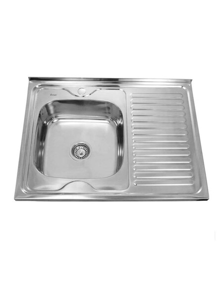 Мойка нерж 600х800х180 т.0,8 бол. сиф. (+ сифон) левая Китай